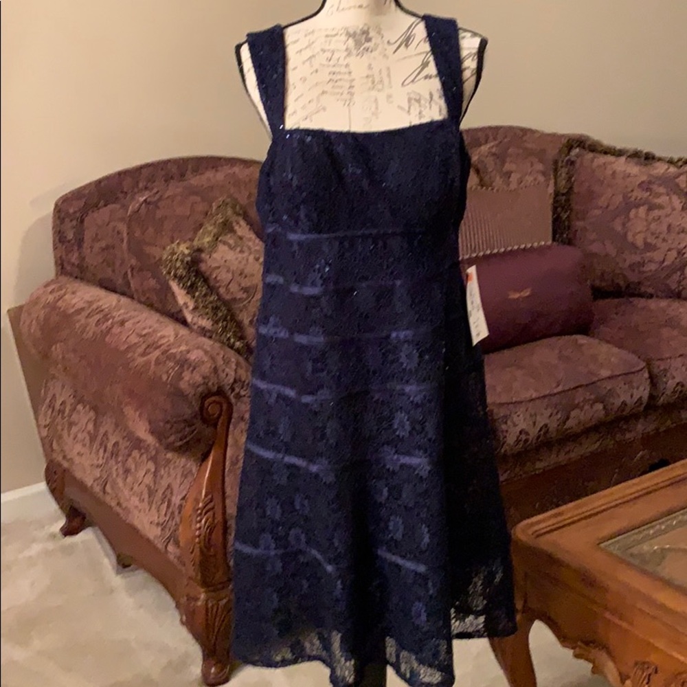 Navy Lace A-Line Dress - Unknown Brand